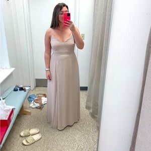 Elegant Beige Spaghetti Strap Dress